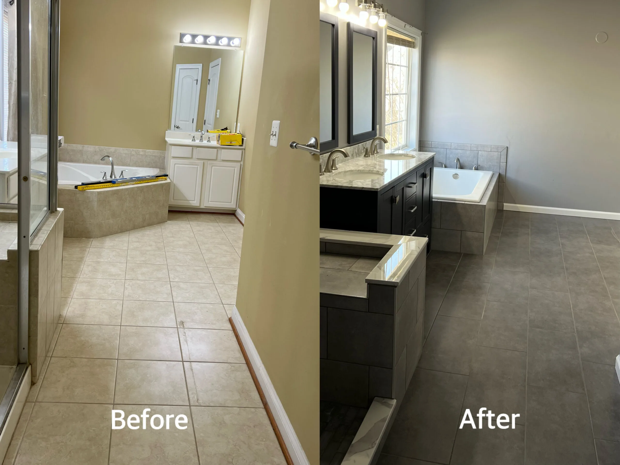 Bathroom before and after remodeling