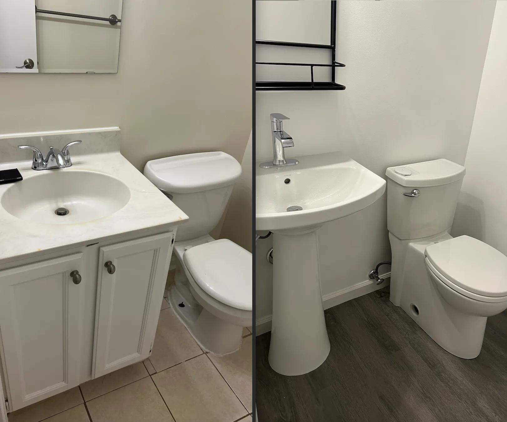 Bathroom before and after remodeling