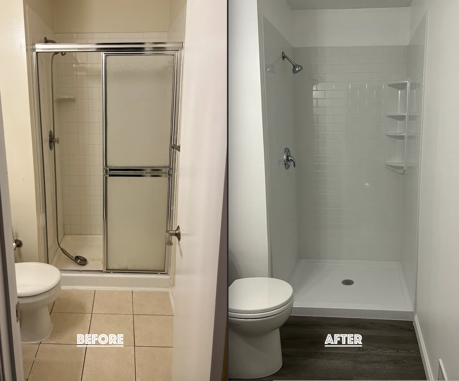 Bathroom before and after remodeling