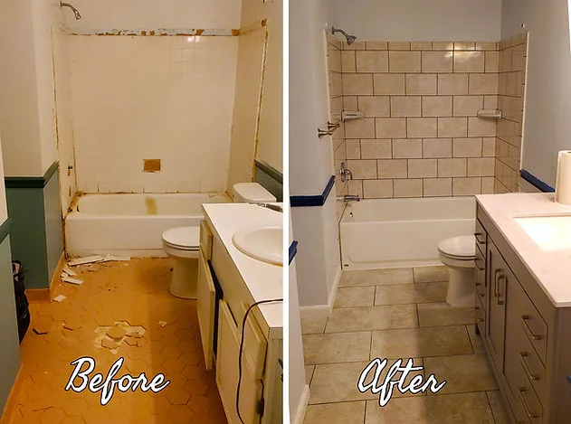 Bathroom before and after remodeling