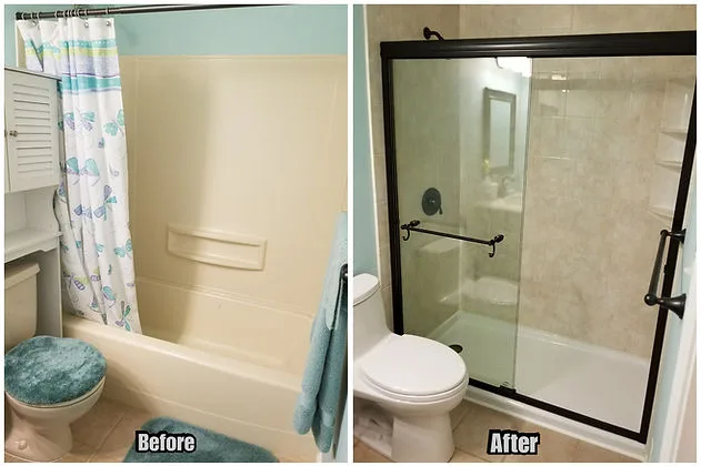 Bathroom before and after remodeling