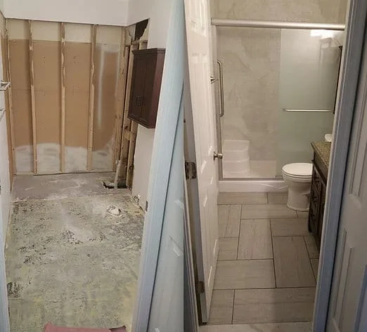 Bathroom before and after remodeling