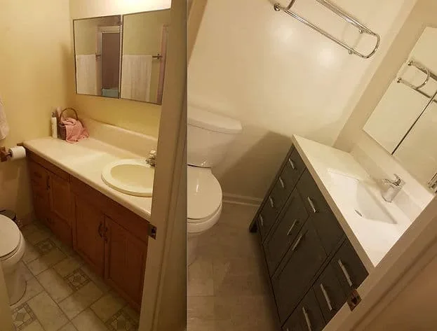 Bathroom before and after remodeling