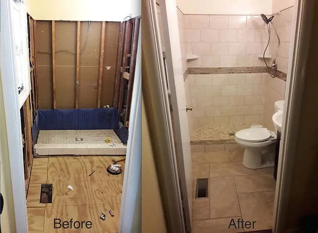 Bathroom before and after remodeling