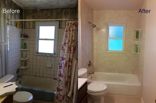 Bathroom before and after remodeling