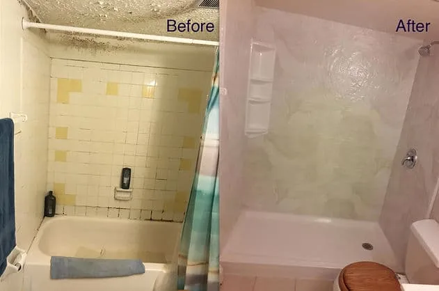 Bathroom before and after remodeling