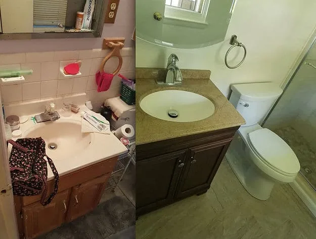 Bathroom before and after remodeling
