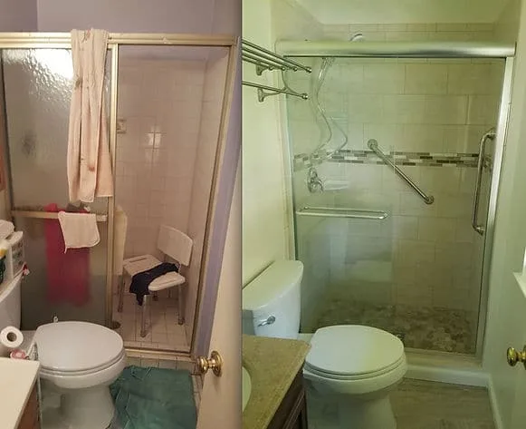 Bathroom before and after remodeling
