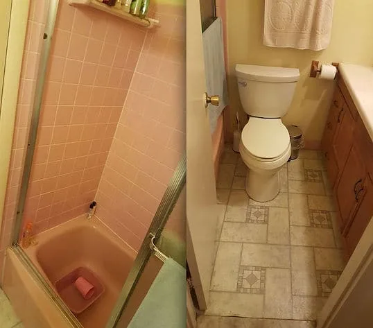 Bathroom before and after remodeling