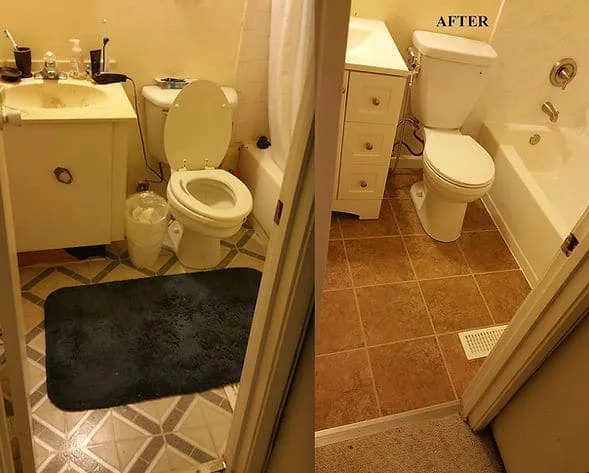 Bathroom before and after remodeling